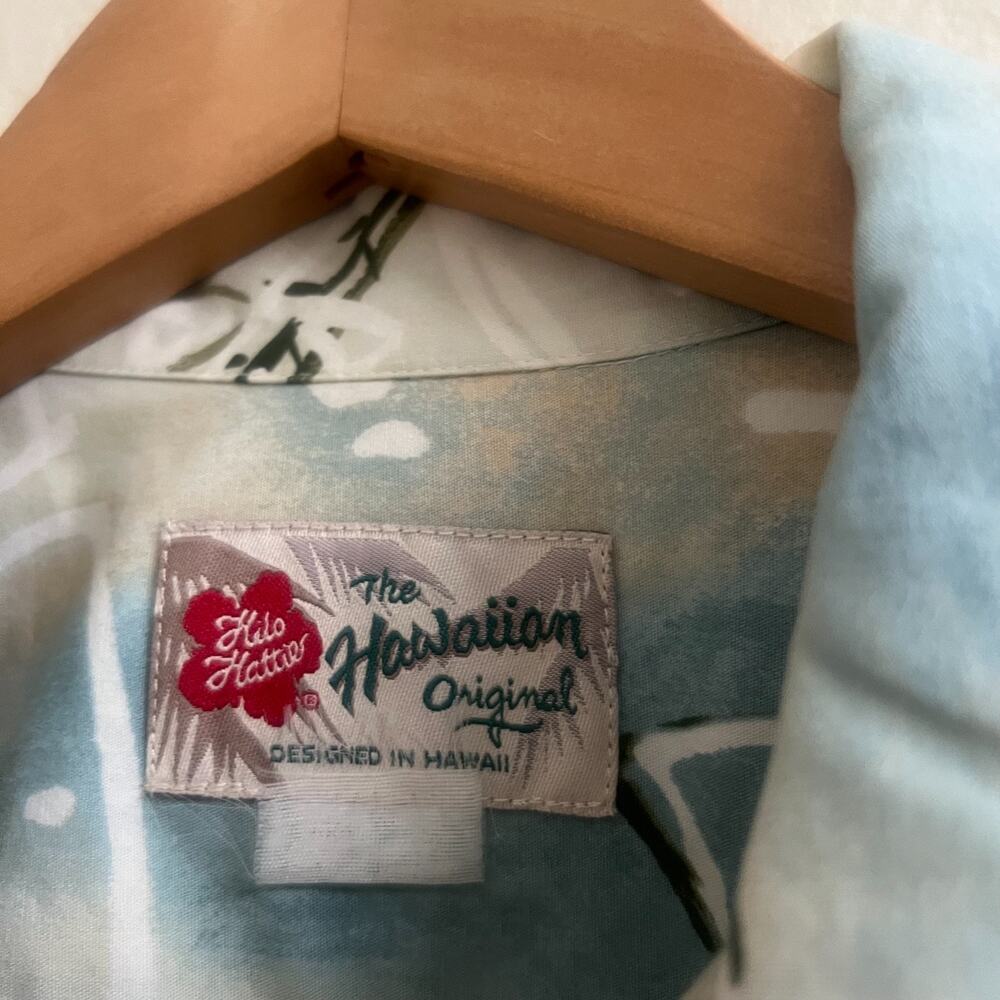 Vintage Hilo Hattie Hawaii Button Shirt Mens Beige Tropical Print L/XL Beachwear - Picture 6 of 8
